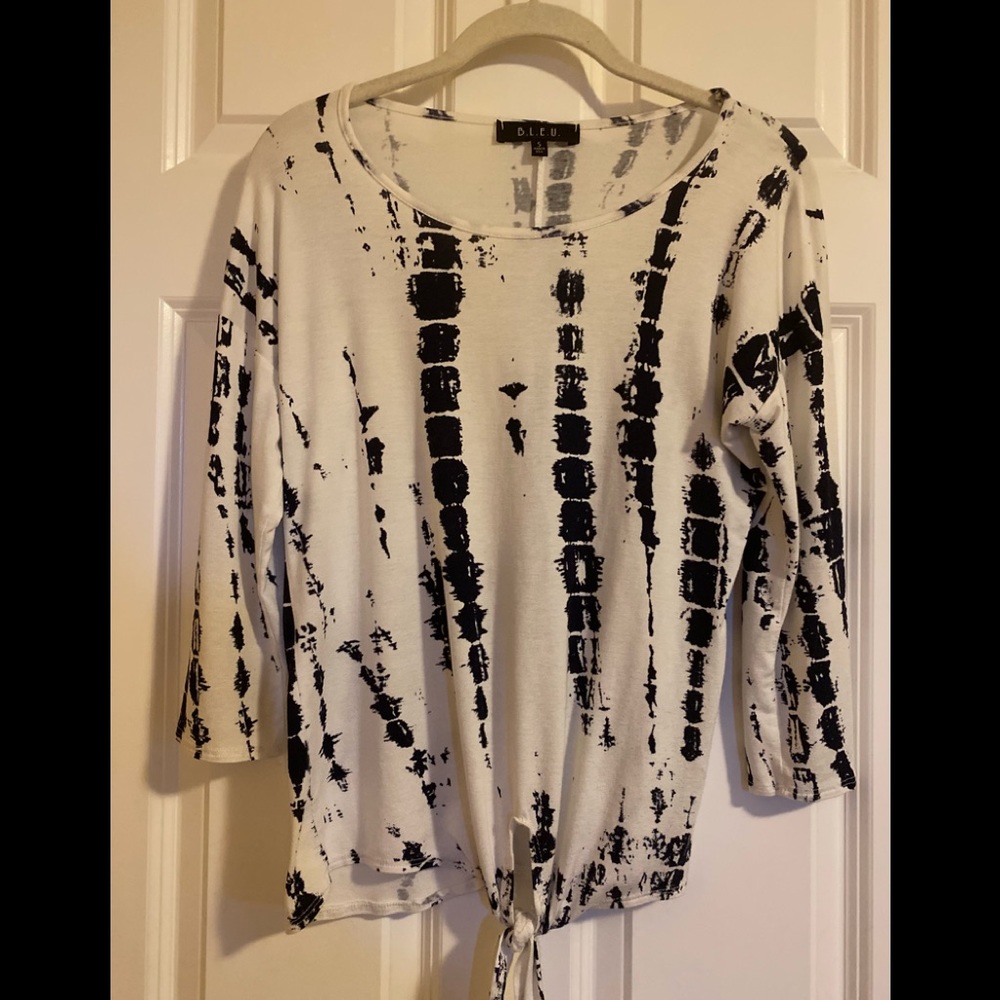 EUC B.L.E.U top with tie.